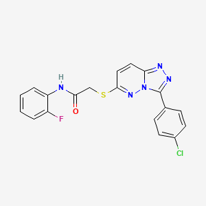 molecular formula C19H13ClFN5OS B2453419 2-((3-(4-chlorophenyl)-[1,2,4]triazolo[4,3-b]pyridazin-6-yl)thio)-N-(2-fluorophenyl)acetamide CAS No. 852373-17-2
