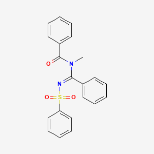 molecular formula C21H18N2O3S B2453422 (E)-N-methyl-N-(phenyl((phenylsulfonyl)imino)methyl)benzamide CAS No. 82719-86-6
