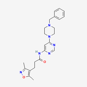 N-(6-(4-benzylpiperazin-1-yl)pyrimidin-4-yl)-3-(3,5-dimethylisoxazol-4-yl)propanamide
