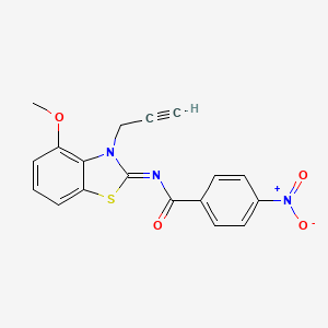molecular formula C18H13N3O4S B2453474 N-[(2Z)-4-methoxy-3-(prop-2-yn-1-yl)-2,3-dihydro-1,3-benzothiazol-2-ylidene]-4-nitrobenzamide CAS No. 868376-87-8