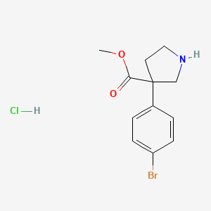 molecular formula C12H15BrClNO2 B2453477 Methyl 3-(4-bromophenyl)pyrrolidine-3-carboxylate;hydrochloride CAS No. 2378502-10-2