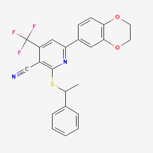 6-(2,3-Dihydro-1,4-benzodioxin-6-yl)-2-[(1-phenylethyl)sulfanyl]-4-(trifluoromethyl)pyridine-3-carbonitrile
