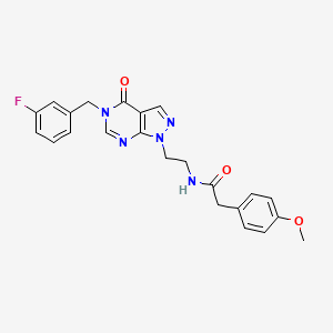 molecular formula C23H22FN5O3 B2453517 N-(2-(5-(3-fluorobenzyl)-4-oxo-4,5-dihydro-1H-pyrazolo[3,4-d]pyrimidin-1-yl)ethyl)-2-(4-methoxyphenyl)acetamide CAS No. 922047-96-9