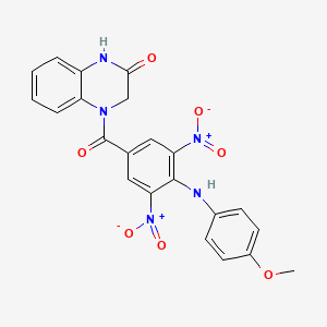 molecular formula C22H17N5O7 B2453532 4-[4-(4-Methoxyanilino)-3,5-dinitrobenzoyl]-1,3-dihydroquinoxalin-2-one CAS No. 202192-55-0