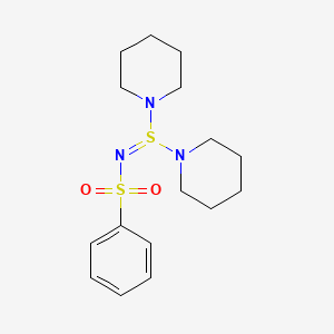 molecular formula C16H25N3O2S2 B2453539 N-(dipiperidin-1-yl-lambda~4~-sulfanylidene)benzenesulfonamide CAS No. 3249-56-7