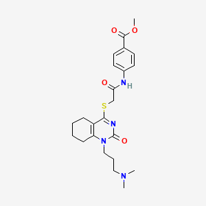 molecular formula C23H30N4O4S B2453544 Methyl 4-(2-((1-(3-(dimethylamino)propyl)-2-oxo-1,2,5,6,7,8-hexahydroquinazolin-4-yl)thio)acetamido)benzoate CAS No. 899749-63-4