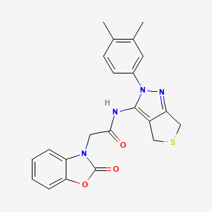 molecular formula C22H20N4O3S B2453617 N-(2-(3,4-dimethylphenyl)-4,6-dihydro-2H-thieno[3,4-c]pyrazol-3-yl)-2-(2-oxobenzo[d]oxazol-3(2H)-yl)acetamide CAS No. 1219844-67-3