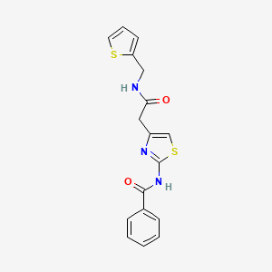 molecular formula C17H15N3O2S2 B2453624 N-(4-(2-oxo-2-((thiophen-2-ylmethyl)amino)ethyl)thiazol-2-yl)benzamide CAS No. 941898-63-1