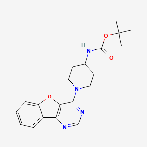 molecular formula C20H24N4O3 B2453652 tert-butyl N-(1-{8-oxa-3,5-diazatricyclo[7.4.0.0^{2,7}]trideca-1(13),2(7),3,5,9,11-hexaen-6-yl}piperidin-4-yl)carbamate CAS No. 1370592-27-0