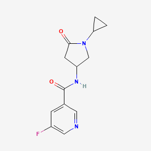molecular formula C13H14FN3O2 B2453688 N-(1-cyclopropyl-5-oxopyrrolidin-3-yl)-5-fluoropyridine-3-carboxamide CAS No. 2034568-21-1