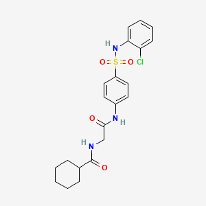 molecular formula C21H24ClN3O4S B2453719 N-[2-[4-[(2-chlorophenyl)sulfamoyl]anilino]-2-oxoethyl]cyclohexanecarboxamide CAS No. 433259-30-4