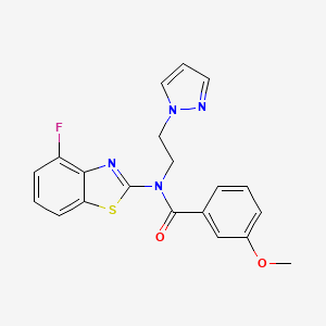molecular formula C20H17FN4O2S B2453729 N-(2-(1H-pyrazol-1-yl)ethyl)-N-(4-fluorobenzo[d]thiazol-2-yl)-3-methoxybenzamide CAS No. 1172840-17-3