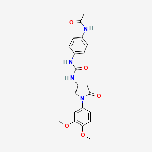 molecular formula C21H24N4O5 B2453737 N-(4-(3-(1-(3,4-dimethoxyphenyl)-5-oxopyrrolidin-3-yl)ureido)phenyl)acetamide CAS No. 877641-66-2