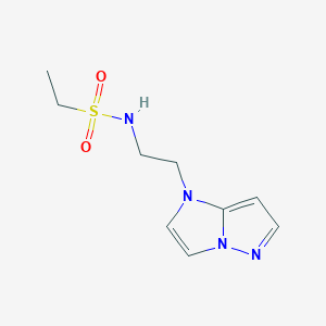 molecular formula C9H14N4O2S B2453745 N-(2-(1H-imidazo[1,2-b]pyrazol-1-yl)ethyl)ethanesulfonamide CAS No. 1795297-29-8