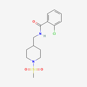 B2453757 2-chloro-N-((1-(methylsulfonyl)piperidin-4-yl)methyl)benzamide CAS No. 1234985-16-0