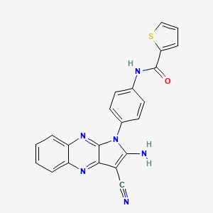 molecular formula C22H14N6OS B2453799 N-(4-{2-amino-3-cyano-1H-pyrrolo[2,3-b]quinoxalin-1-yl}phenyl)thiophene-2-carboxamide CAS No. 378760-76-0