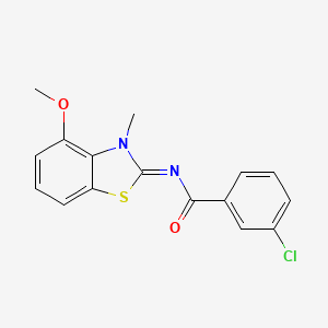 molecular formula C16H13ClN2O2S B2453865 3-chloro-N-[(2E)-4-methoxy-3-methyl-2,3-dihydro-1,3-benzothiazol-2-ylidene]benzamide CAS No. 441291-18-5