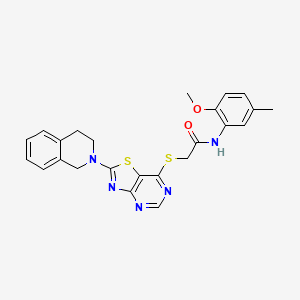 molecular formula C24H23N5O2S2 B2454073 N-(2-methoxy-5-methylphenyl)-2-{[2-(1,2,3,4-tetrahydroisoquinolin-2-yl)-[1,3]thiazolo[4,5-d]pyrimidin-7-yl]sulfanyl}acetamide CAS No. 1189450-20-1