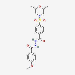 molecular formula C21H25N3O6S B2454079 N'-{4-[(2,6-dimethylmorpholin-4-yl)sulfonyl]benzoyl}-4-methoxybenzohydrazide CAS No. 476358-13-1