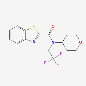 molecular formula C15H15F3N2O2S B2454088 N-(oxan-4-yl)-N-(2,2,2-trifluoroethyl)-1,3-benzothiazole-2-carboxamide CAS No. 1396769-00-8