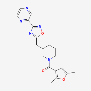 (2,5-Dimethylfuran-3-yl)(3-((3-(pyrazin-2-yl)-1,2,4-oxadiazol-5-yl)methyl)piperidin-1-yl)methanone