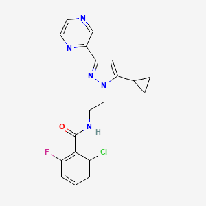 2-chloro-N-(2-(5-cyclopropyl-3-(pyrazin-2-yl)-1H-pyrazol-1-yl)ethyl)-6-fluorobenzamide