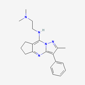 molecular formula C20H25N5 B2454140 N-[2-(dimethylamino)ethyl]-11-methyl-10-phenyl-1,8,12-triazatricyclo[7.3.0.0^{3,7}]dodeca-2,7,9,11-tetraen-2-amine CAS No. 896843-21-3