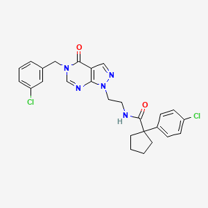 N-(2-(5-(3-chlorobenzyl)-4-oxo-4,5-dihydro-1H-pyrazolo[3,4-d]pyrimidin-1-yl)ethyl)-1-(4-chlorophenyl)cyclopentanecarboxamide