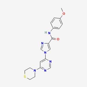 molecular formula C19H20N6O2S B2454188 N-(4-methoxyphenyl)-1-[6-(thiomorpholin-4-yl)pyrimidin-4-yl]-1H-imidazole-4-carboxamide CAS No. 1251708-70-9