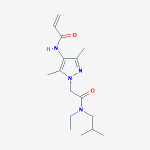 molecular formula C16H26N4O2 B2454198 N-[1-[2-[Ethyl(2-methylpropyl)amino]-2-oxoethyl]-3,5-dimethylpyrazol-4-yl]prop-2-enamide CAS No. 2305528-88-3