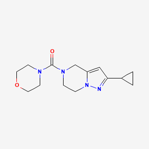 molecular formula C14H20N4O2 B2454204 (2-cyclopropyl-6,7-dihydropyrazolo[1,5-a]pyrazin-5(4H)-yl)(morpholino)methanone CAS No. 2034605-53-1