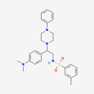 molecular formula C27H34N4O2S B2454211 N-{2-[4-(dimethylamino)phenyl]-2-(4-phenylpiperazin-1-yl)ethyl}-3-methylbenzene-1-sulfonamide CAS No. 946288-15-9