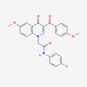N-(4-fluorophenyl)-2-[6-methoxy-3-(4-methoxybenzoyl)-4-oxoquinolin-1-yl]acetamide
