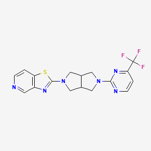 molecular formula C17H15F3N6S B2454218 2-[2-[4-(Trifluoromethyl)pyrimidin-2-yl]-1,3,3a,4,6,6a-hexahydropyrrolo[3,4-c]pyrrol-5-yl]-[1,3]thiazolo[4,5-c]pyridine CAS No. 2415570-83-9