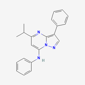 molecular formula C21H20N4 B2454260 N,3-diphenyl-5-(propan-2-yl)pyrazolo[1,5-a]pyrimidin-7-amine CAS No. 890628-67-8