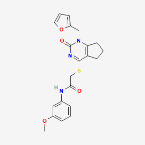 molecular formula C21H21N3O4S B2454279 2-[[1-(furan-2-ylmethyl)-2-oxo-6,7-dihydro-5H-cyclopenta[d]pyrimidin-4-yl]sulfanyl]-N-(3-methoxyphenyl)acetamide CAS No. 946326-27-8