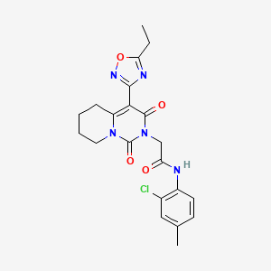 molecular formula C21H22ClN5O4 B2454355 N-(2-chloro-4-methylphenyl)-2-[4-(5-ethyl-1,2,4-oxadiazol-3-yl)-1,3-dioxo-1H,2H,3H,5H,6H,7H,8H-pyrido[1,2-c]pyrimidin-2-yl]acetamide CAS No. 1775402-61-3