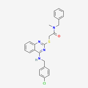 molecular formula C25H23ClN4OS B2454416 N-benzyl-2-[(4-{[(4-chlorophenyl)methyl]amino}quinazolin-2-yl)sulfanyl]-N-methylacetamide CAS No. 422532-20-5