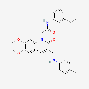 molecular formula C30H31N3O4 B2454474 N-(3-ethylphenyl)-2-(8-{[(4-ethylphenyl)amino]methyl}-7-oxo-2H,3H,6H,7H-[1,4]dioxino[2,3-g]quinolin-6-yl)acetamide CAS No. 932359-37-0