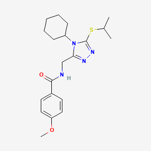 molecular formula C20H28N4O2S B2454562 N-[(4-cyclohexyl-5-propan-2-ylsulfanyl-1,2,4-triazol-3-yl)methyl]-4-methoxybenzamide CAS No. 476448-47-2