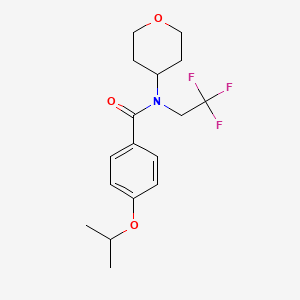 molecular formula C17H22F3NO3 B2454596 N-(oxan-4-yl)-4-(propan-2-yloxy)-N-(2,2,2-trifluoroethyl)benzamide CAS No. 1428379-74-1