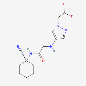 molecular formula C14H19F2N5O B2454598 N-(1-cyanocyclohexyl)-2-{[1-(2,2-difluoroethyl)-1H-pyrazol-4-yl]amino}acetamide CAS No. 2094591-59-8