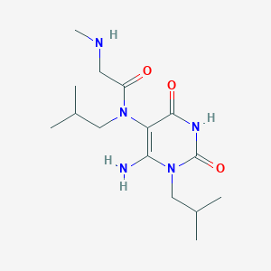 molecular formula C15H27N5O3 B2454637 N-[6-amino-1-(2-methylpropyl)-2,4-dioxo-1,2,3,4-tetrahydropyrimidin-5-yl]-2-(methylamino)-N-(2-methylpropyl)acetamide CAS No. 746607-52-3