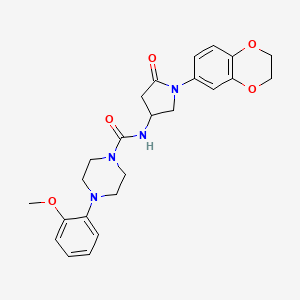 molecular formula C24H28N4O5 B2454646 N-[1-(2,3-dihydro-1,4-benzodioxin-6-yl)-5-oxopyrrolidin-3-yl]-4-(2-methoxyphenyl)piperazine-1-carboxamide CAS No. 894035-94-0