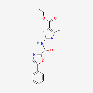 molecular formula C17H15N3O4S B2454658 ethyl 4-methyl-2-(5-phenyl-1,3-oxazole-2-amido)-1,3-thiazole-5-carboxylate CAS No. 1798679-51-2