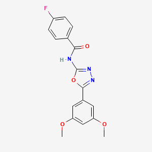 molecular formula C17H14FN3O4 B2454717 N-[5-(3,5-dimethoxyphenyl)-1,3,4-oxadiazol-2-yl]-4-fluorobenzamide CAS No. 941892-22-4