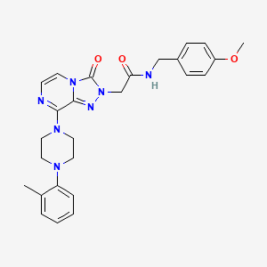 molecular formula C26H29N7O3 B2454719 N-[(4-methoxyphenyl)methyl]-2-{8-[4-(2-methylphenyl)piperazin-1-yl]-3-oxo-2H,3H-[1,2,4]triazolo[4,3-a]pyrazin-2-yl}acetamide CAS No. 1251614-77-3