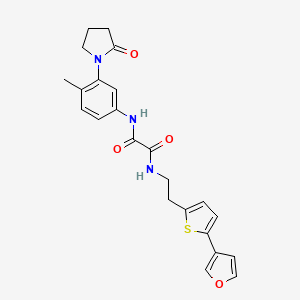 molecular formula C23H23N3O4S B2454771 N1-(2-(5-(furan-3-yl)thiophen-2-yl)ethyl)-N2-(4-methyl-3-(2-oxopyrrolidin-1-yl)phenyl)oxalamide CAS No. 2034548-71-3