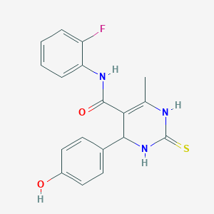 molecular formula C18H16FN3O2S B2454783 N-(2-fluorophenyl)-4-(4-hydroxyphenyl)-6-methyl-2-thioxo-1,2,3,4-tetrahydropyrimidine-5-carboxamide CAS No. 865591-72-6