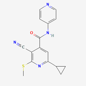 molecular formula C16H14N4OS B2454892 3-cyano-6-cyclopropyl-2-(methylsulfanyl)-N-(pyridin-4-yl)pyridine-4-carboxamide CAS No. 1100122-85-7